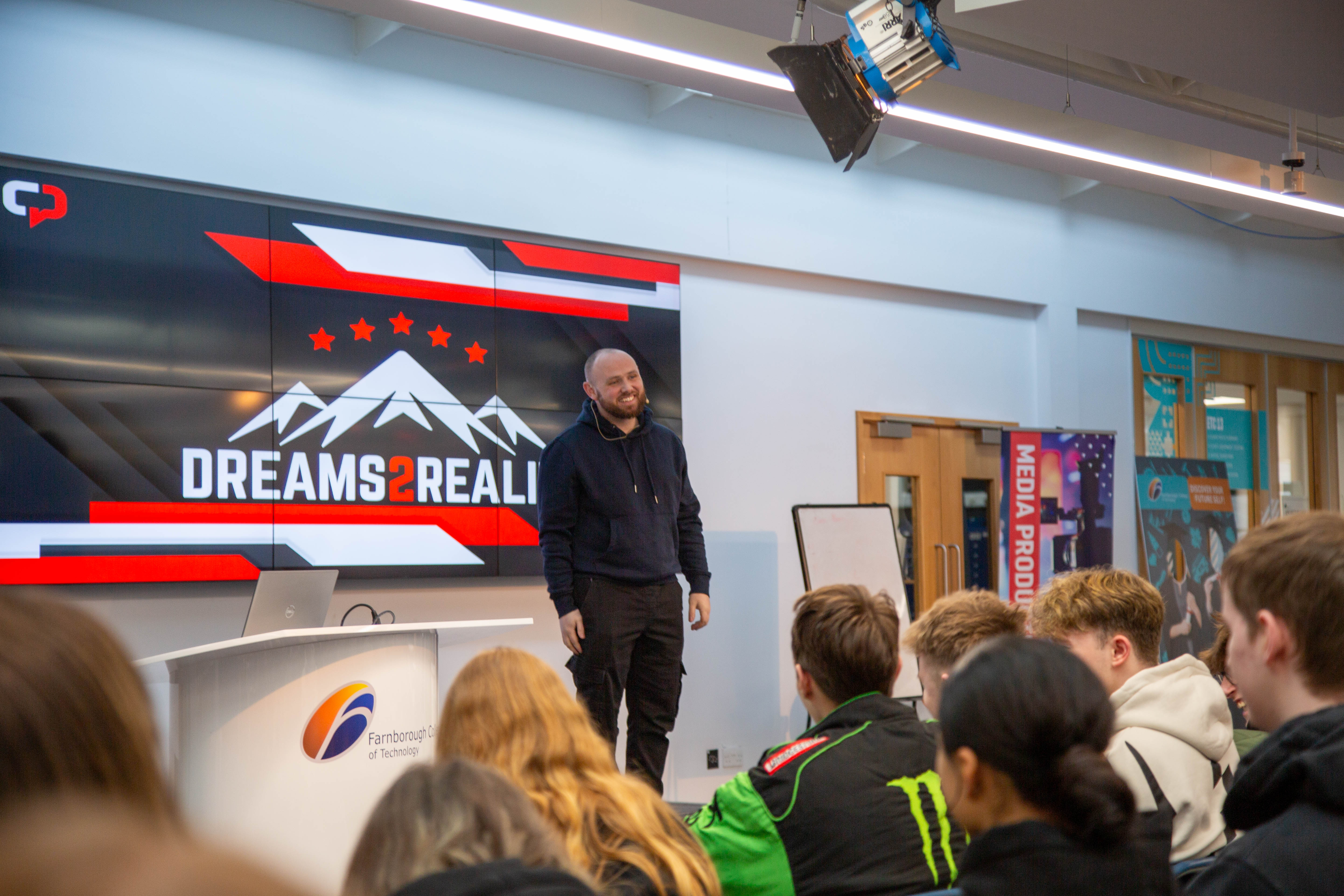 Sixth Form & College Impact Day being delivered at Farnborough College from the UK’s #1 motivational speaker for secondary schools